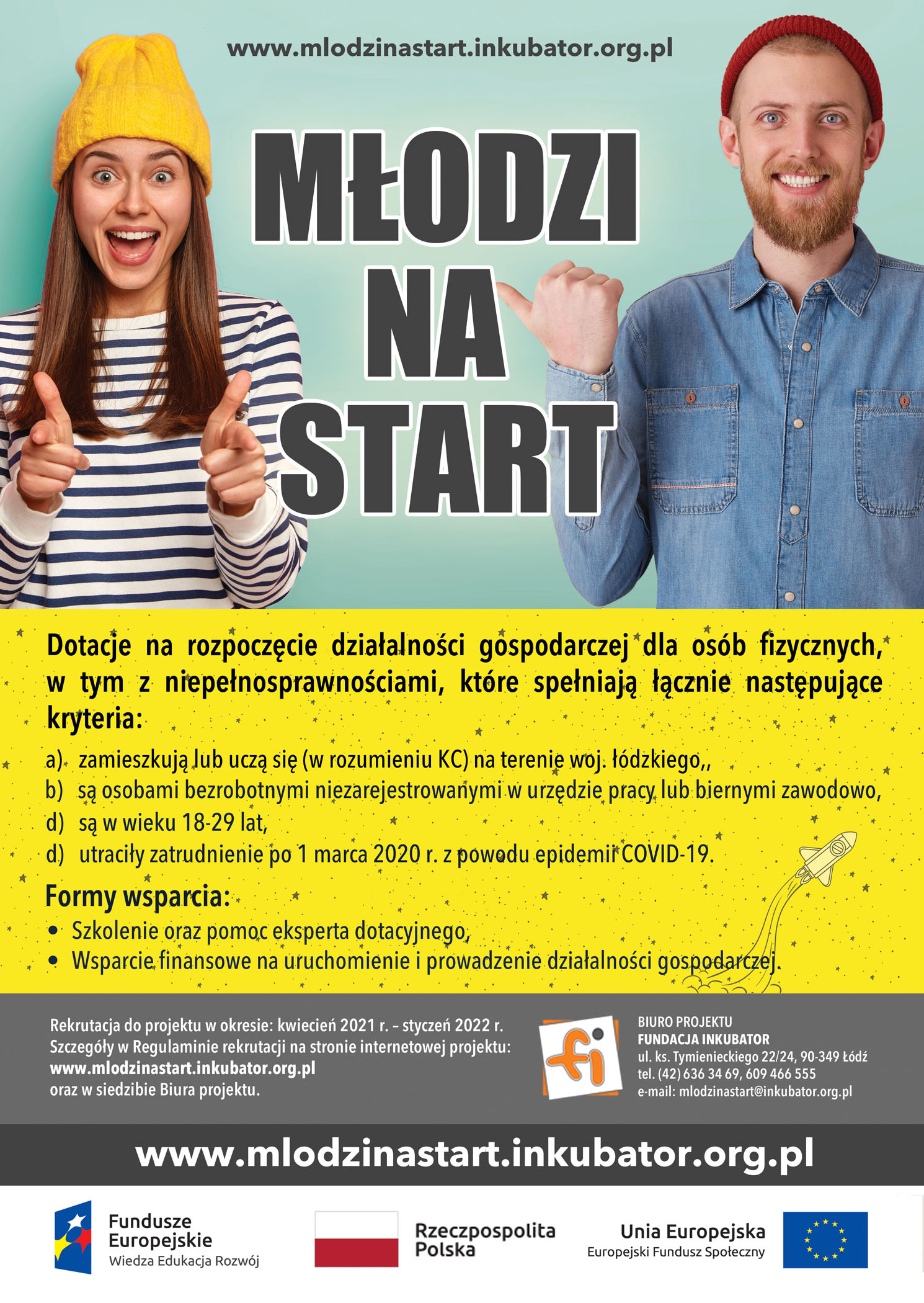 Plakat projektu Młodzi na start