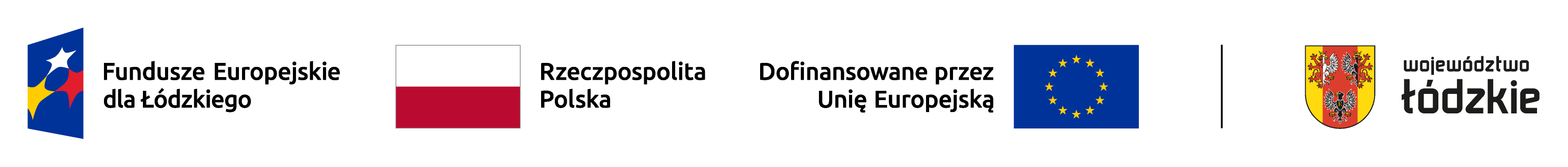 Plik zawiera logotypy Funduszy Europejskich dla Łódzkiego, flagę RP, Unii Europejskiej oraz Województwa Łódzkiego ustawionych poziomo w kolorystyce RGB.